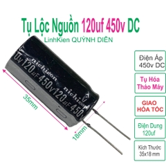 Tụ lộc nguồn 120uF 450V tháo máy màu nâu - đen chân mềm (18x35mm)