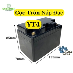 Vỏ Bình Đề Xe Máy YT4 Cọc Tròn Nắp Đục