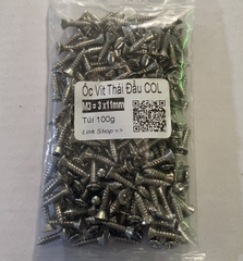 Ốc vít Ren xoắn 3mm dài 11mm TRẮNG đầu COL - PHIỄU (Túi 100g=200con)