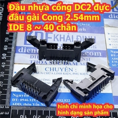 Đầu nhựa cổng DC2 đực lẫy gài chân cong 2 hàng 2.54mm bus IDE 8~40P 8 ~ 40 chân kde0229