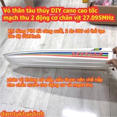 Vỏ thân tàu thủy DIY cano cao tốc có mạch thu 2 động cơ chân vịt 27.095MHz kde0541
