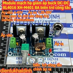 Module mạch hạ giảm áp buck DC-DC XL4016 XH-M401 8A vi trở có led, biến trở công tắc kde4288
