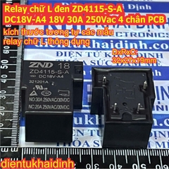 Relay Rơle chữ L đen ZD4115-S-A DC18V-A4 18V 30A 250Vac 4 chân PCB kde0858