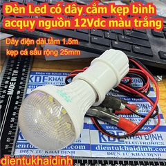 Đèn Led có dây cắm kẹp bình acquy nguồn 12Vdc màu trắng 3W 5W kde0712
