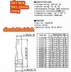 5 dây DÂY BUS MX1.25mm JST 1.25 mỏng 2 chân cách nhau 1.25mm dây màu 1 đầu dài 10cm 2P 3P 4P 5P 6P kde6480