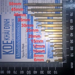 Cọc đồng cột trụ đồng M3 2 đầu đực-cái đầu gai dài 6mm thân dài  5 ~ 50mm kde0457