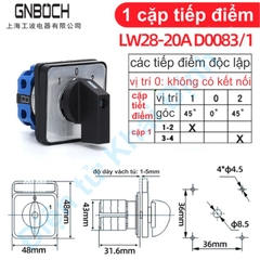 Công tắc xoay tủ điện chuyển mạch xanh dương 3 vị trí 20A 380V LW28-20 D0083 D0414 D0723 D1050 D1369 1-5 cặp tiếp điểm kde0523
