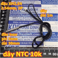 DÂY ĐO NHIỆT ĐỘ NTC 10K 3590 1% jack 2.54 2P ĐẦU DÒ INOX -20-105C dài 0.5m 1m kde0298