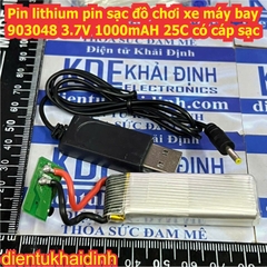 Pin lithium pin sạc đồ chơi xe máy bay 903048 25g 3.7V 1000mAH 25C có cáp sạc kde0853