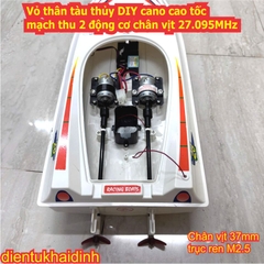 Vỏ thân tàu thủy DIY cano cao tốc có mạch thu 2 động cơ chân vịt 27.095MHz kde0541