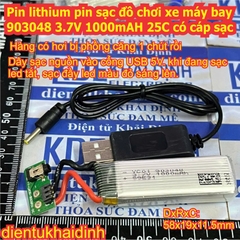 Pin lithium pin sạc đồ chơi xe máy bay 903048 25g 3.7V 1000mAH 25C có cáp sạc kde0853