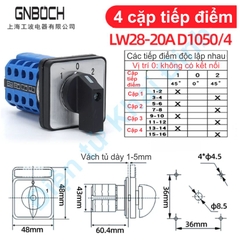 Công tắc xoay tủ điện chuyển mạch xanh dương 3 vị trí 20A 380V LW28-20 D0083 D0414 D0723 D1050 D1369 1-5 cặp tiếp điểm kde0523