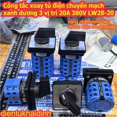 Công tắc xoay tủ điện chuyển mạch xanh dương 3 vị trí 20A 380V LW28-20 D0083 D0414 D0723 D1050 D1369 1-5 cặp tiếp điểm kde0523