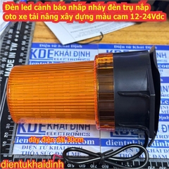 Đèn led cảnh báo nhấp nháy đèn trụ đáy nam châm nắp oto xe tải nâng xây dựng màu cam 12-24Vdc kde0543
