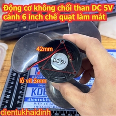 Động cơ không chổi than DC 5V có cánh 6 inch chế quạt làm mát kde0855