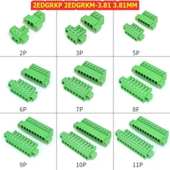DOMINO TERMINAL ĐẦU NỐI vặn dây 2 đầu vít nối giữ 2EDGRKP 2EDGRKM-3.81 3.81MM Bộ đực cái 2P 3P 4P 5P 6P 7P 8P 10P kde6212