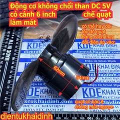 Động cơ không chổi than DC 5V có cánh 6 inch chế quạt làm mát kde0855