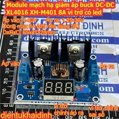 Module mạch hạ giảm áp buck DC-DC XL4016 XH-M401 8A vi trở có led, biến trở công tắc kde4288