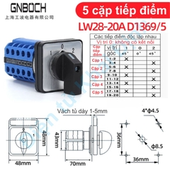 Công tắc xoay tủ điện chuyển mạch xanh dương 3 vị trí 20A 380V LW28-20 D0083 D0414 D0723 D1050 D1369 1-5 cặp tiếp điểm kde0523