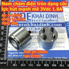 Nam châm điện tròn dạng cốc 25mm lực hút mạnh mẽ 3Vdc 1.8A / GPM2509E-01 5Vdc 2.6A kde0105