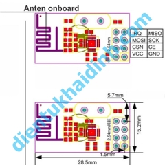 Module Thu Phát RF NRF24L01 NRF 24L01 2.4GHz, anten onboarrd 8P giao tiếp SPI kde0139