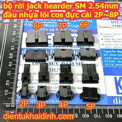 Bộ rời jack cắm hearder màu đen SM 2.54mm đầu nhựa lõi cos đực cái các loại 2P~8P kde0220