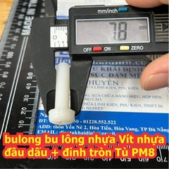 Bulong bu lông Vít pake nhựa đầu dấu + đỉnh tròn Tù PM8 M8 dài 15mm  ~ 50mm kde0245