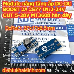 Module nâng tăng áp DC-DC BOOST 2A 2577 MT3608 input: 2.0-24V cổng microUsb / type-C output: 5-28V KDE0366