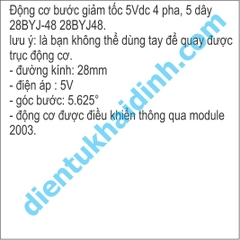 Động cơ bước giảm tốc 5Vdc 4 pha, 5 dây 28BYJ-48 28BYJ48 kde0382