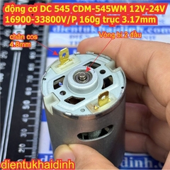 động cơ DC Johnson 545 V060019 12V-36V 6000-18000V/P CDM-545WM 12V-24V 16900-33800V/P 165g trục 3.17mm kde4879
