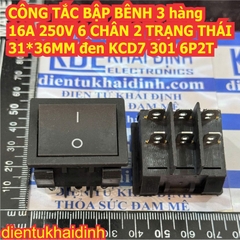CÔNG TẮC BẬP BÊNH 3 hàng 16A 250V 6, 9 CHÂN 2,3 TRẠNG THÁI 31*36MM đen đỏ KCD7 KCD9 kde9272