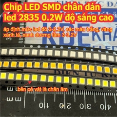 100 con Chip LED SMD chân dán led 2835 0.2W độ sáng cao màu trắng, đỏ, xanh lá, xanh dương, vàng kde0797