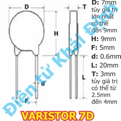 TỤ CHỐNG SÉT xanh dương VARISTOR phi 7mm 7D 7D270 ~ 7D561 7D180 7D221 7D471 kde0299