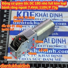 Động cơ giảm tốc DC 180 nhỏ full kim loại bánh răng ngoài 7.4Vdc 110V/P 73g kde0864