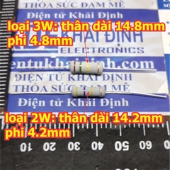 Điện trở công suất 4 vạch màu sai số 5% 2W các loại 5.6K ~ 470K Ohm kde1048