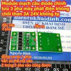 Module mạch cầu diode chỉnh lưu 3 pha máy phát điện không chổi than 3A 24V kde0888