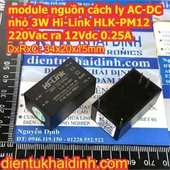 module nguồn cách ly AC-DC nhỏ 3W 220Vac vào Hi-Link HLK-PM03 3.3Vdc 1A HLK-PM01 5Vdc 0.6A HLK-PM12 12Vdc 0.25A kde2432