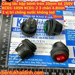 Công tắc bập bênh tròn 20mm 6A 250V KCD1-105N KCD1-2 2 / 3 chân 4.8mm 2 vị trí chống nước Không / có led kde1068