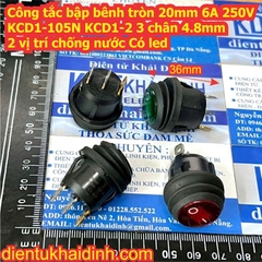 Công tắc bập bênh tròn 20mm 6A 250V KCD1-105N KCD1-2 2 / 3 chân 4.8mm 2 vị trí chống nước Không / có led kde1068