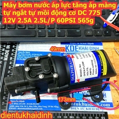 Máy bơm nước áp lực tăng áp màng tự mồi động cơ DC 775 12V 0.5A 2L/P 5Bar 60PSI 520g kde6784