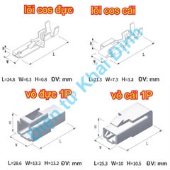 Bộ RỜI ĐẦU NHỰA ĐỰC CÁI, LÕI ĐỒNG ĐỰC CÁI HEADER 6.3mm jack oto ô tô các loại 1P ~ 12P kde1702