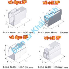 Bộ RỜI ĐẦU NHỰA ĐỰC CÁI, LÕI ĐỒNG ĐỰC CÁI HEADER 6.3mm jack oto ô tô các loại 1P ~ 12P kde1702