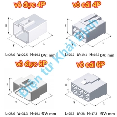 Bộ RỜI ĐẦU NHỰA ĐỰC CÁI, LÕI ĐỒNG ĐỰC CÁI HEADER 6.3mm jack oto ô tô các loại 1P ~ 12P kde1702