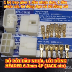 Bộ RỜI ĐẦU NHỰA ĐỰC CÁI, LÕI ĐỒNG ĐỰC CÁI HEADER 6.3mm jack oto ô tô các loại 1P ~ 12P kde1702