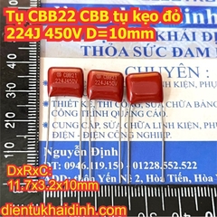 Tụ CBB22 CBB tụ kẹo nâu đỏ không phân cực 224J 400V 450V 10mm 15mm KDE1746