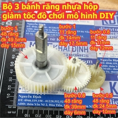 Bộ 3 bánh răng nhựa hộp giảm tốc đồ chơi mô hình DIY kde1849