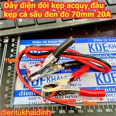 Dây điện đôi kẹp acquy đầu kẹp cá sấu đen đỏ 70mm 20A 50cm kde1981