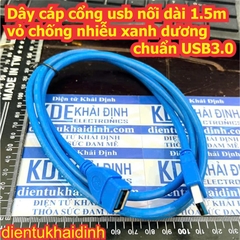 Dây cáp cổng usb nối dài 1.5m vỏ chống nhiễu xanh dương chuẩn USB2.0 USB3.0 kde0285
