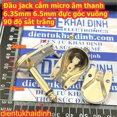 Đầu jack cắm micro âm thanh 6.35mm 6.5mm đực góc vuông 90 độ sắt trắng kde2009