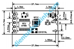 module giao tiếp truyền dữ liệu RF không dây HC-12 SI4463 44631B / SI4438 44382A  433mhz 1000m 5V giao tiếp UART kde2143